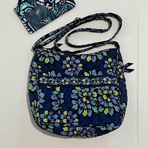 Vera Bradley Blue Flowers Crossbody Bag Purse Shoulder Bag & Wallet